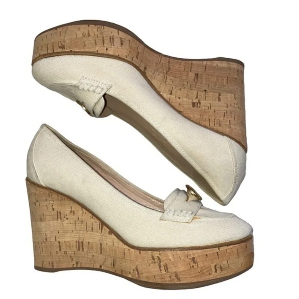 Chloe canvas platform heels penny loafers shoes